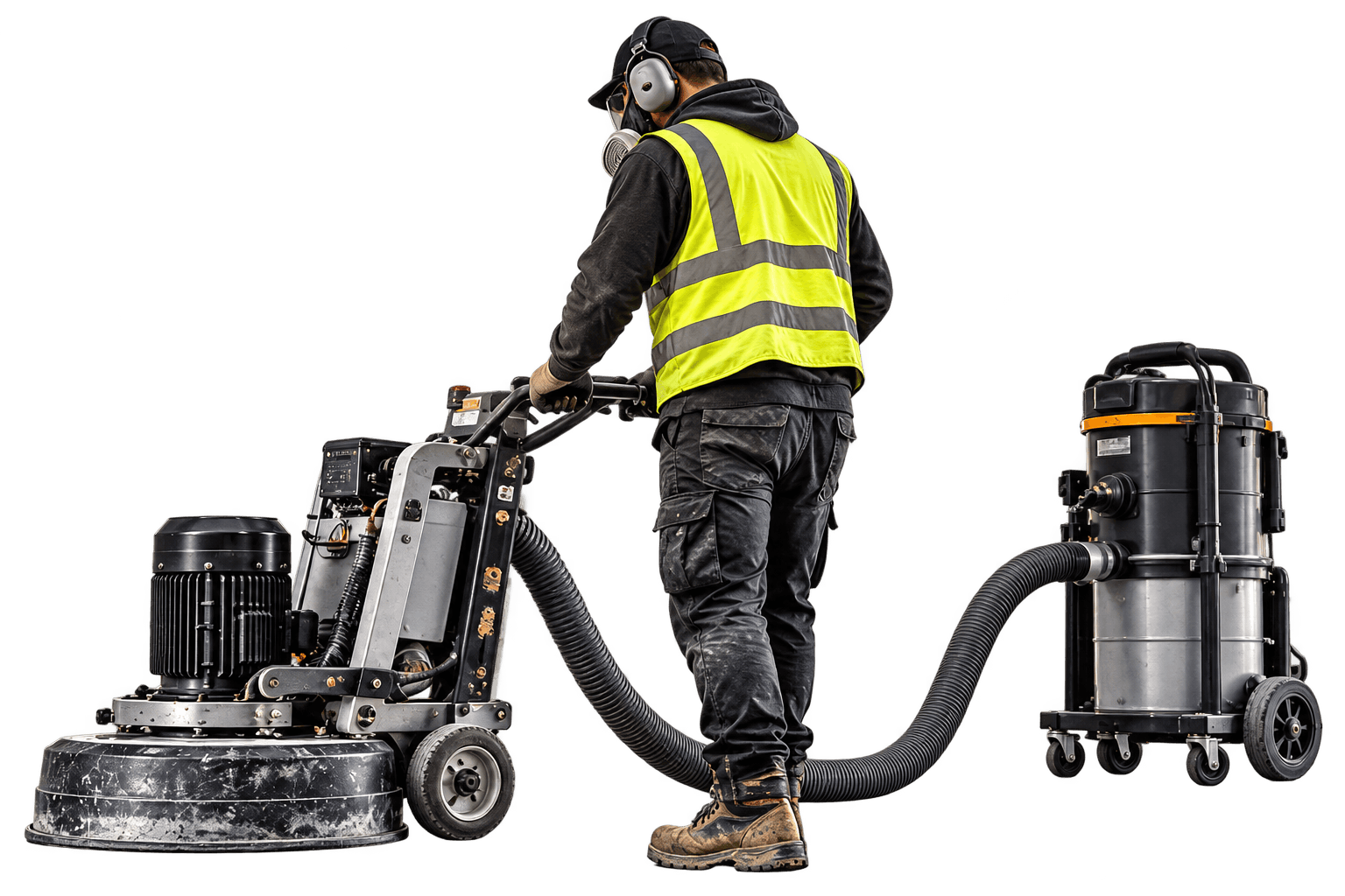 concrete grinding worker