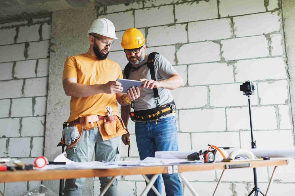 tradesmen working on site
