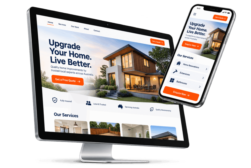 website homepage mockup